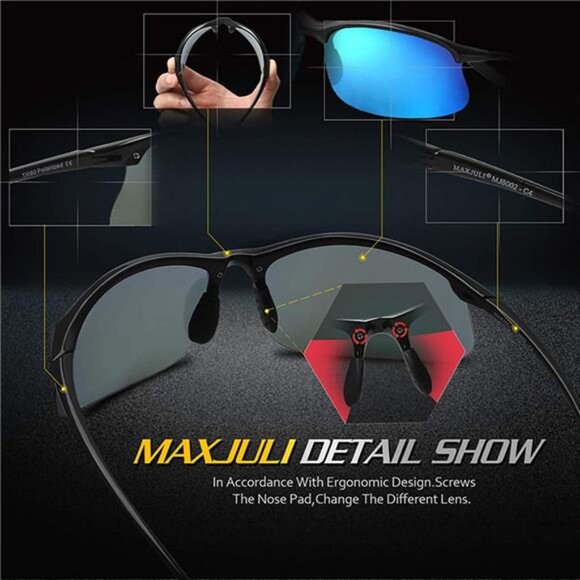 Polarized sports sunglasses men women running fishing driving eyewear sportgear - Picture 6 of 7